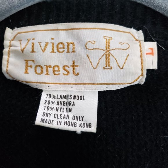 Vivien Forest Vintage Angora Lambswool Black Sweater with Beading Size L - Picture 8 of 8